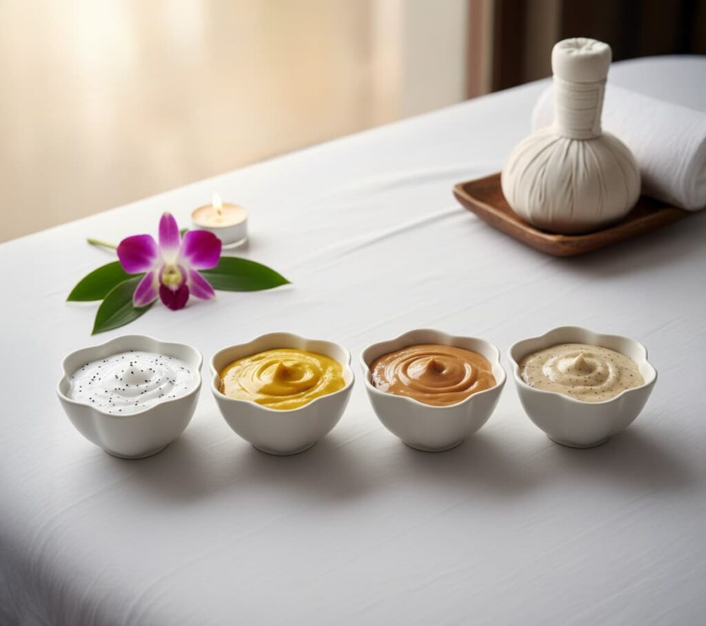 Natural spa treatment creams at Sea Seeker Krabi Resort, Ao Nang Krabi